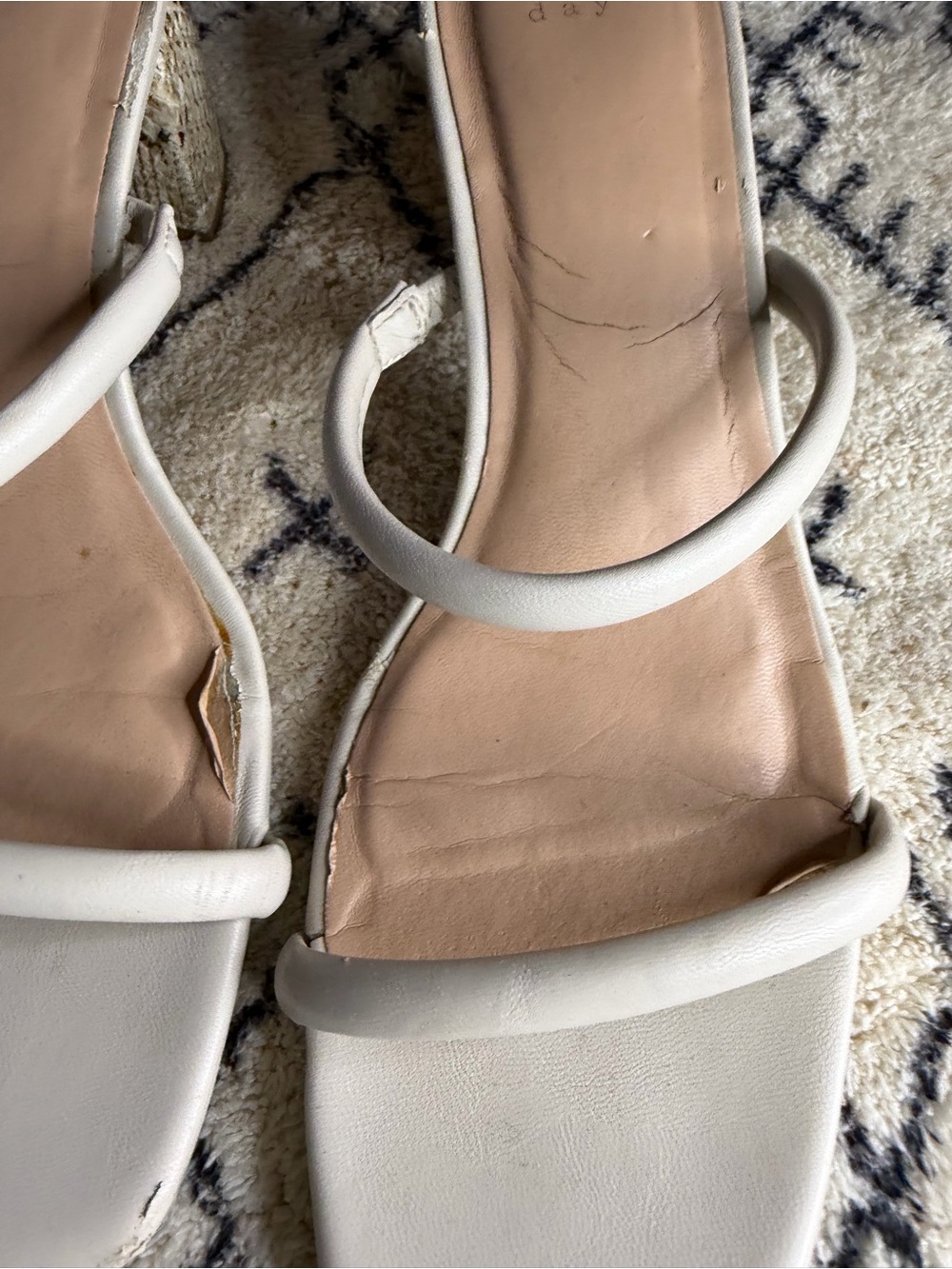 a new day White Double-Strap Square-Toe Slide Sandals